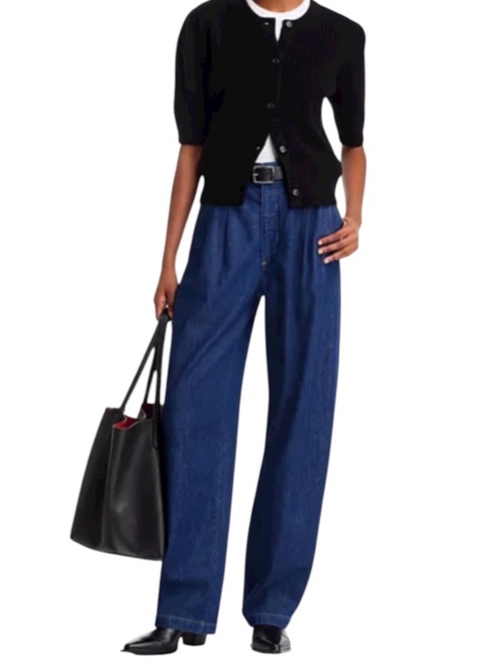 FRAME The Tapered Trouser High Rise Dark Blue Organic Cotton Blend Jeans 28